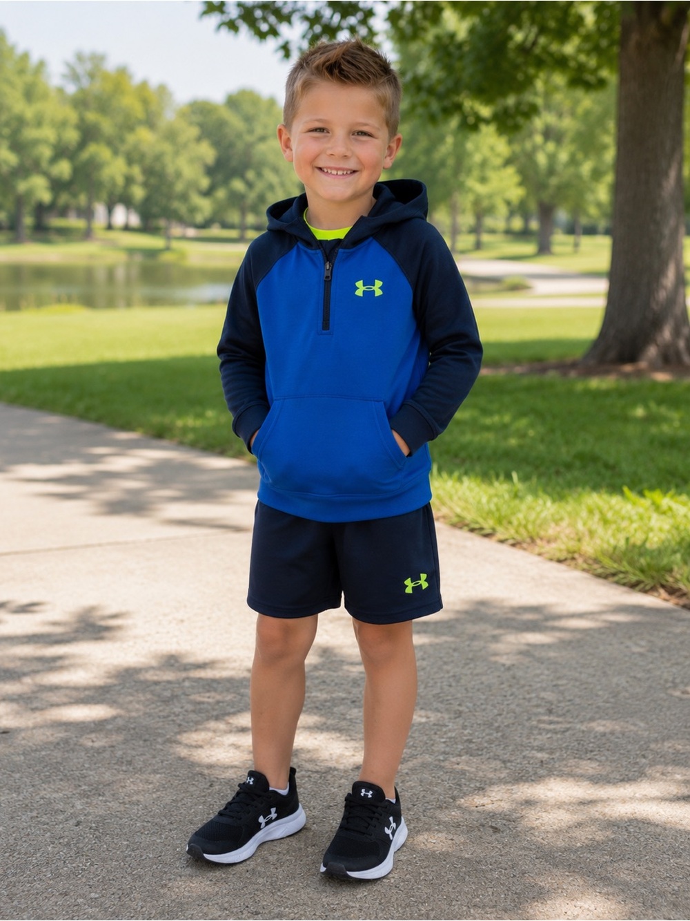 Under Armour 3 Piece Set Boys Size 5 Sweatshirt Shorts & Tee NWT